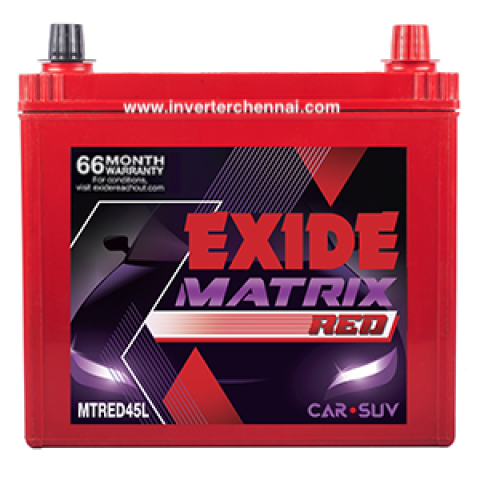Exide Matrix Red 45Ah MTRED45L Car battery in inverterchennai.com